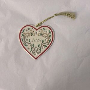 Lenox Joyous Tidings Heart Ornament, 2018 Annual, Porcelain
